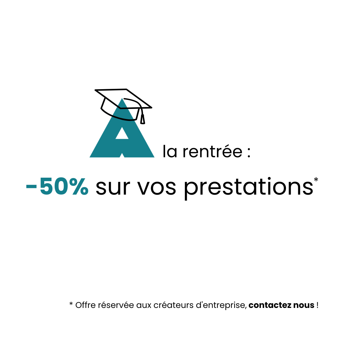 Visuel de l'offre de -50%sur les prestations d'Agence A auprès des créateurs d'entreprise