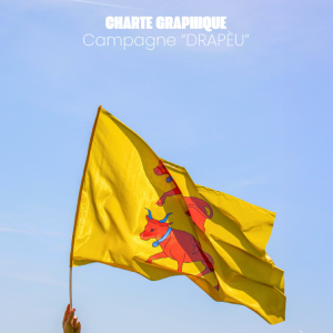 Affiche de la campagne Drapèu avec le drapeau béarnais et le slogan Le Béarn vous va si bien